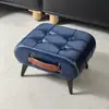 Puff Quadrado em Couro Sintético - Usado em Salas de Estar, Hall de Entrada e Salões de Beleza como Puff de Armazenamento e Puff para Trocar Sapatos, com Estilo Levemente Luxuoso