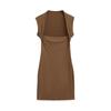 Europeo y Americano Lujuria Pura Chica Caliente Sexy Cuello Cuadrado Dulce y Picante Vestido Chaleco Verano Color Puro Ajustado Falda de Cadera para Mujer