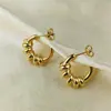 Pendientes redondos de acero inoxidable en espiral estilo INS de viento frío transfronterizos para mujer, simples, de acero de titanio y oro de 18 quilates, venta al por mayor