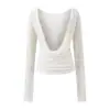 Conjunto de Dos Piezas para Mujer, Estilo Latte Girl con Cuello Halter, Ropa de Yoga, Alta Elasticidad, Secado Rápido, con Almohadillas en el Pecho, Cubierta de Manga Larga, para Fitness y Deportes, Efecto Adelgazante