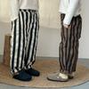 Calça Listrada Vertical Infantil Meninos Outono Solta Algodão Puro Meninas Calça Casual Listrada Novas Primavera e Outono Calça Longa de Bebê