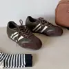 Kalaoye zapatillas de entrenamiento alemanas súper populares para mujer, zapatillas retro de retazos para otoño, zapatos casuales de cuero genuino con plataforma interior, zapatos juveniles de moda