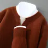 Engrosado Nuevo Otoño e Invierno Engrosado Simple Holgado Suéter Básico Suéter Cardigan de Manga Larga para Hombre Cuello Redondo