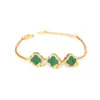 Pulseira de Prata 925 com Turquesa Incrustada, Esmeralda Africana, Trevo de Quatro Folhas, Estilo Antigo da Moda, Linda, Exquisite, Moderna, Pulseira de Luxo Acessível