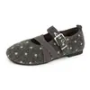 Hebilla Temperamento 2026 Boca Baja Zapatos Individuales Mary Janes para Mujer Correa Única Retro Lunares Otoño/Invierno Nuevo Estilo con Lana Versión Coreana