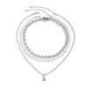 Collar de cuentas multicapa apiladas, estilo punk transfronterizo europeo y americano, dulce y moderno, collar de estrella simple, joyería de perlas de imitación