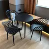Juego pequeño de mesa y sillas redondas de acero al carbono simple para ocio en balcón, mesa de discusión, área de descanso, mesa de comedor para cafetería de té con leche al aire libre