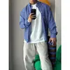 Camisa Masculina Azul de Manga Longa, Masculina de Alto Padrão, Bonita, Madura e Estável Tops Masculinos, Camisa Xadrez Retro Americana