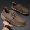 Zapatos de Hombre Casuales Zapatos de Cuero 2025 Zapatos de Trabajo para Exteriores Ligeros Slip-on Cosidos a Mano Zapatos de Cuero de Punta Ancha Zapatos de Hombre de Moda