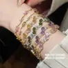 Jardín de Monet~Pulsera de Flor Ovalada de Circonita Colorida, Lujo Ligero y Sensación de Alta Gama, Joyería de Mano Moderna y Versátil para Mujeres