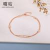 Xi Gu H0082 Pulsera de Plata S925 de Doble Capa Temperamento de Niña Simple Pequeño Cuadrado Micro Diamante Adornos de Mano Joyería de Moda