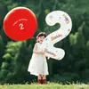 Balões de número de aniversário vermelho brilhante para uso externo para decoração, adereços para fotos para o primeiro aniversário de meninos e meninas, arranjo de atmosfera de cena