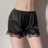 Pantalones cortos de seguridad sexys de seda de hielo para mujer, antiexposición, delgados para verano, talla grande, holgados, ponibles, pijamas de encaje, shorts para usar debajo, verano
