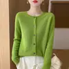 Outono de 2026 Novo Suéter de Tricô Cardigã Feminino Gola Redonda Solto Simples Peça Única Jaqueta Ponto Osmanthus