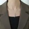 Diseño de Nicho Collar de Cruz de Oro de 18 Quilates para Mujer, No se Desvanece, Estilo Fresco Ins, Exquisita y Simple Cadena Elegante para Clavícula