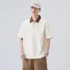 Ropa de Hombre Shanggu Camiseta Polo Casual Artística de Manga Corta Estilo Americano Holgada Japonesa Casual Moderna Cuello Camisero