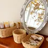 Cesta de Armazenamento, Caixa de Armazenamento de Cosméticos Estilo Jardim em Rattan, Porta-Canetas de Mesa, Cesta para Arranjo de Flores