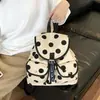 Mochila de lona con lunares estilo coreano para mujer, nueva moda 2026, bolso de hombro ligero con múltiples bolsillos, mochila escolar para estudiante universitario