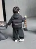 Roupas de Inverno para Meninos Conjunto de Três Peças Camisa com Colete de Seda e Algodão Estilo Coreano Conjunto Charmoso com Forro de Fleece para Crianças Pequenas e Médias Roupas Charmosas de Malandro