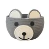 Cesta de Almacenamiento Redonda Tejida con Cuerda de Algodón Cesta de Almacenamiento Redonda de Dibujos Animados Juguetes para Niños Bocadillos Cesta de Almacenamiento de Oso Lista para la Venta