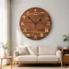 Reloj de Pared Creativo Estilo Chino Grano de Madera Hanzi Decoración de Pared para el Hogar Reloj de Cuarzo Estilo Chino Silencioso Reloj para Sala de Estar