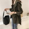 Bf Abrigo Abrigo Moda Primavera y Otoño para Mujer Cárdigan con Capucha Abrigo Pequeño Estilo Coreano Estudiante de Longitud Media Prenda Versátil