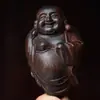 Pieza de Mano Maitreya con Rostro Sonriente Tallado de Madera de Águila, Rostro Sonriente Feliz, Buda Maitreya de Vientre Grande, Pieza de Juguete, Pieza Pequeña de Artesanía