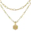 Venta caliente de Amazon 26 letras colgantes en inglés collar creativo simple multicapa apilado hexagonal cadena para clavícula de mujer