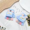 Guantes Infantiles con Tapa Plegable Dibujo de Niña Huevo Otoño e Invierno Medio Dedo Estudiante Escritura Resistentes al Frío Engrosados Cálidos para Niños Mayores