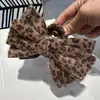 2025 Presilha de Cabelo Meio Rabo com Laço Estampa Leopardo Profundo Altura 11cm Acessório de Cabelo Estilo Coreano para Mulheres