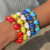 Pulsera de Cuentas Acrílicas de Corazón de Colores Transfronteriza Europea y Americana Pulsera Elástica Creativa Hecha a Mano con Forma de Corazón Venta al por Mayor