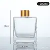 Ornamentos de Garrafa de Aromaterapia Quadrada Sem Fogo Difusor Transparente Garrafa de Vidro Sala Interna Rattan Fragrância Garrafa Vazia