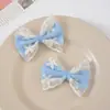 Acessórios de Laço de Renda Francesa Camada Dupla Cor Pura Gravata Borboleta Semi-Acabada Acessórios de Cabelo DIY Acessórios de Roupa