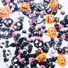 Accesorios para arte de uñas de Halloween calavera de dibujos animados lazo gato negro pequeño fantasma calabaza pinza para el pelo decoraciones de resina