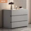 Mesita de Noche Grande de Madera Maciza Crema Hogar Lujo de Alta Gama Simple Moderno Tres Cajones Dormitorio Mesa de Mesita de Noche