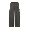 EIGHTISLAND Pantalones cargo casuales estilo japonés de color liso con bolsillos de algodón unisex holgados de pierna ancha K733