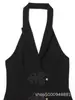 Mono de verano para mujer de moda transfronterizo estilo europeo y americano negro con nudo cuello halter escote en V 2657536