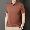 Nova camisa Polo de verão manga curta masculina casual de negócios meia manga pai cor sólida gola lapela camiseta uma geração de cabelo