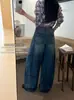 Su Xinlan / YOUMO Colección Otoño Estilo Perezoso Retro Jeans Lavados Sueltos Adelgazantes Forma de Guadaña 39032 con Cinturón