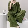Nuevo Estilo Primavera y Verano 2026 Conjunto de Ropa para el Hogar de Manga Media, Pijama de Alta Gama, Pijama de Algodón y Seda para Mujer, Se Puede Usar Afuera