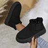 Botas de Algodão de Pelúcia de Bico Redondo Amazon 2024 Outono e Inverno Novo Produto de Exportação Tamanho Grande 44 Botas de Neve de Sola Grossa para Mulheres Atacado