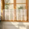 Media Cortina Decorativa sin Taladro para Cubrir Imperfecciones, Cortina Jacquard de Tulipán, Cortina con Pasador Estilo Country Americano