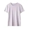 Teto de custo-benefício! Camiseta feminina de algodão glutinoso versão básica, fresca, respirável, confortável, cor lisa, modelagem slim, gola redonda, corte reto, para o verão