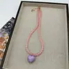 Estilo Coreano Perlas Coloridas Bloques de Color Dopamina Corazón Rosa Dulce Primavera Verano Collar Cadena de Clavícula Gargantilla Colgante Venta al por Mayor