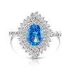 Tiktok e Xiaohongshu Mais Vendidos Anel de Gema Colorida Corte Flor de Gelo Ovo de Pombo Moda Luxo Diamante de Alto Carbono Ao Vivo Peça Única Dropshipping