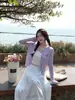 Cardigan super popular de outono 2026 com regata, jaqueta de tricô para mulheres, novo suéter para outono e inverno, top estilo coreano, amarelo