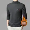 Camiseta de Manga Longa com Gola Alta Meia-Alta Masculina, Blusa Térmica Escovada, Roupa Íntima Térmica Dupla Face