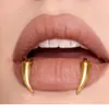 Unhas Labiais de Aço Inoxidável, Sem Furos, Clipes Labiais Crescentes Brilhantes, Anéis Labiais Personalizados de Halloween Europeus e Americanos, Joias Sem Piercing
