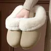 Pantuflas de algodón impermeables y resistentes a las manchas para mujer, para uso doméstico en invierno, forradas de felpa para abrigar, antideslizantes, lavables, afelpadas y con diseño de punta cerrada; también disponible para hombres