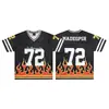 Camiseta deportiva a rayas estilo jersey retro americano, playera de liga de fútbol de verano con estampado de llamas, manga corta streetwear de motocicleta